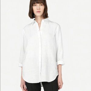 NWOT Everlane White Linen Button Down Relaxed Shirt size 00 Tailored